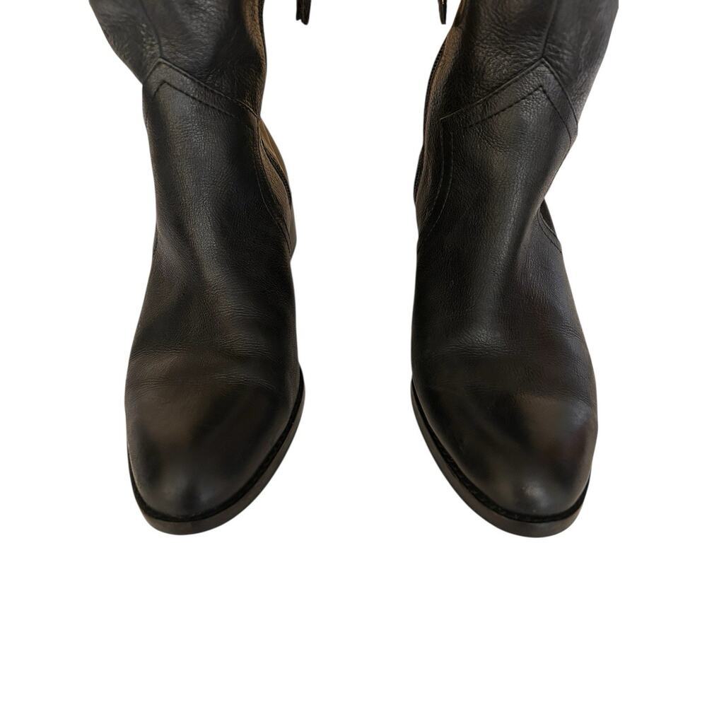 Louise et Cie Women’s Black Knee High Leather Riding Boots Gold Logo Size 8 - Picture 10 of 15